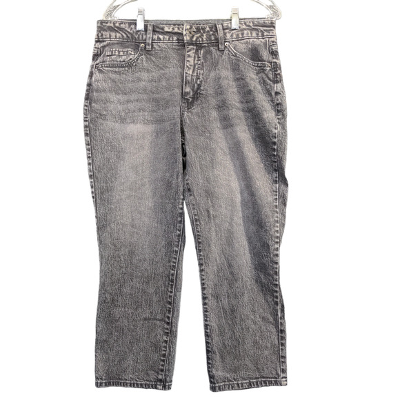 Time and Tru Women's High Rise Cropped Jeans Gray 14 5-Pocket Charcoal Wash - Picture 1 of 10